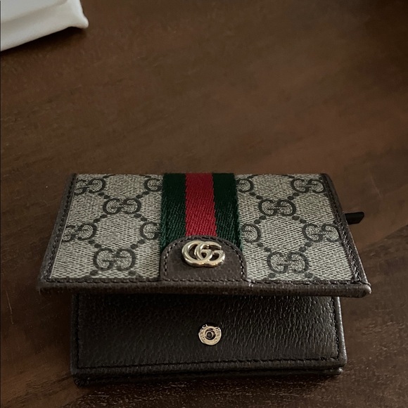 Authentic Gucci Ophidia Beige and Brown Wallet with Red and Green Stripe - Picture 1 of 13